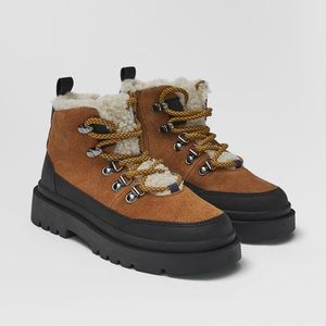 ZARA Kids Leather Hiking Boots